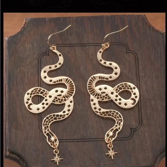 Boho Gold Snake Drop Earrings | Year of the Snake - Picture 1 of 1